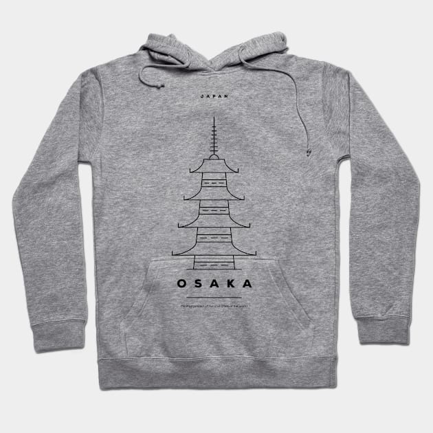 Osaka Minimal Black Line Design Hoodie by kursatunsal